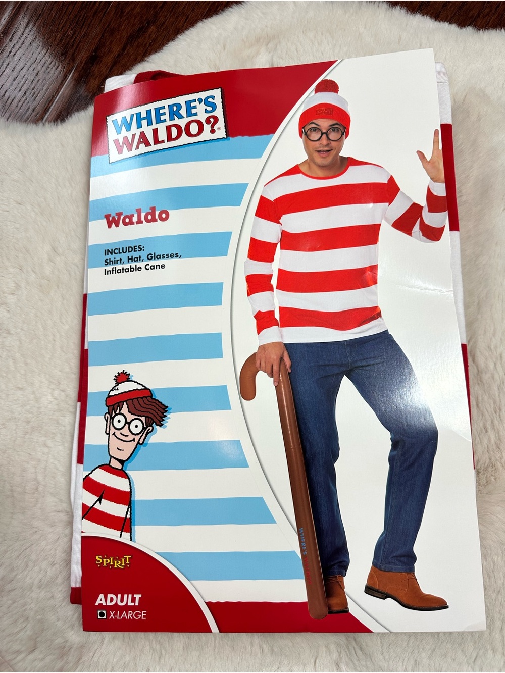 Spirit Where's Waldo? Adult Costume - Red & White Striped Shirt, Hat, Glasses